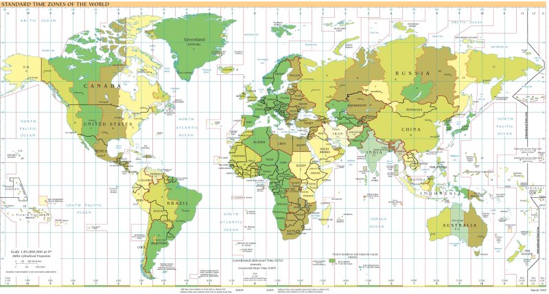 Carte des fuseaux horaires